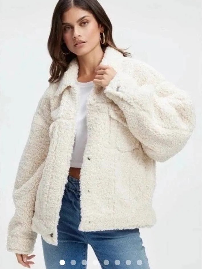 Good American Sherpa Jacket Good '90s Sherpa Trucker Jacket Women’s Size 5/6 2xl